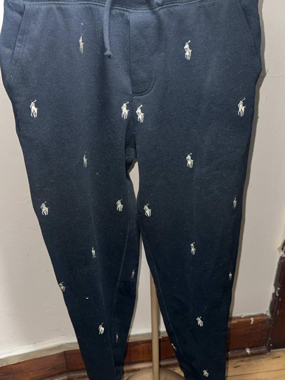 Ralph Lauren Navy Blue Joggers with Embroidered Pony Motif